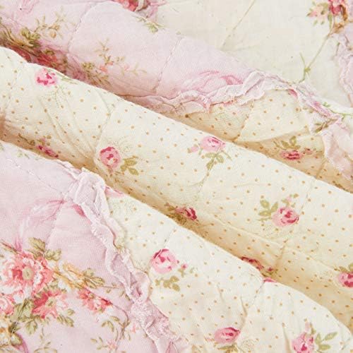 Cozyholy Original 100% Cotton Quilt Pink Floral Patchwork Quilts Quilted Thro...