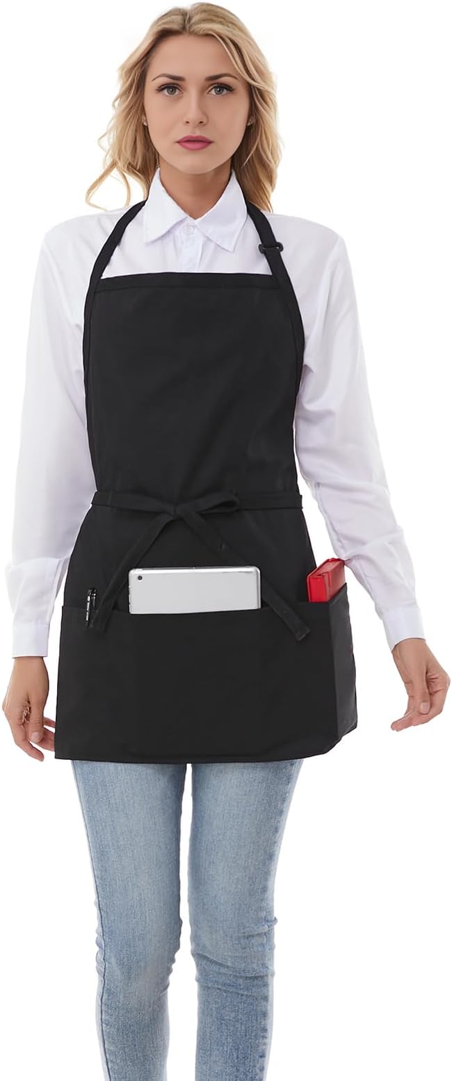 Aprons for Women with 3 Pockets, Server Apron, Aprons for Cooking, Chef Apron - Image 3