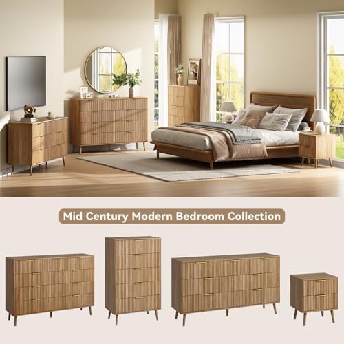 CARPETNAL Fluted Dresser and Nightstand Sets for Bedroom, 3 Pcs Bedroom Set, ...