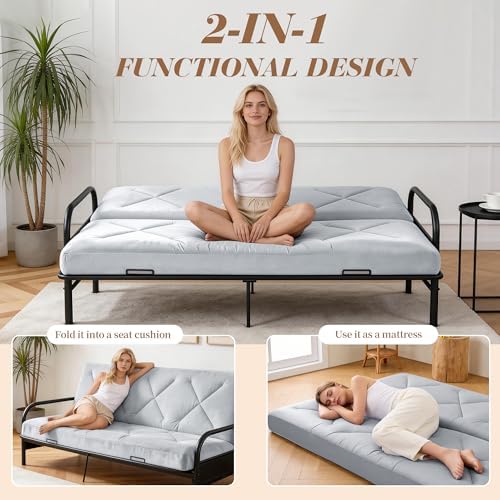 MABOZOO Foldable 6'' Full Size Futon Mattress, Dual-Sided Foam Design...