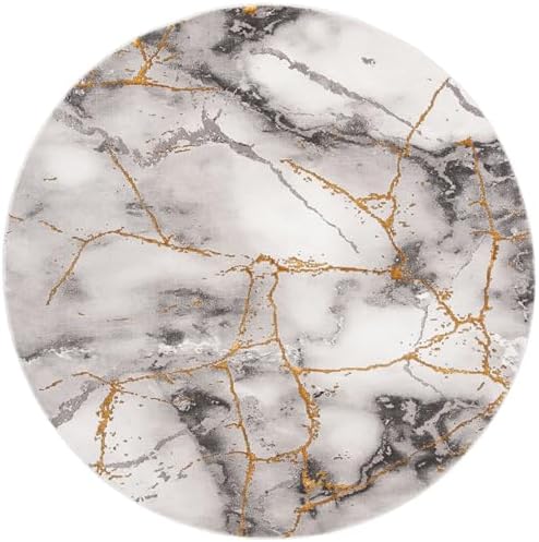 SAFAVIEH Craft Round Rug 6'7", Modern Grey & Gold CFT877F