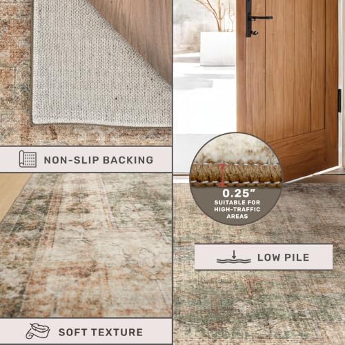 Farmhouse Floor Rugs for Living Room - Brown and Green Dining Room Area Rugs ...