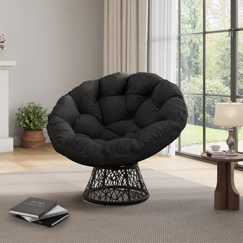 Garvee 40" Ergonomic Wicker Papasan Chair with Extra-Thick Soft Cushion