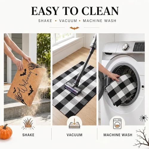 Halloween Welcome Door Mat Combo Set, Skeletal Hand Coco Coir Doormat -28&quo...