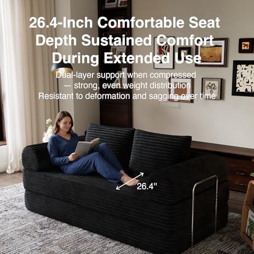 Novilla 75" Convertible Futon Sofa Bed, Boneless Couch with Smarts Coil®...