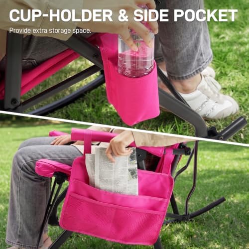 EVER ADVANCED Oversized Folding Rocking Camping Chair, Padded