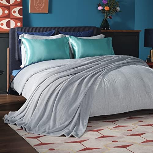 Bedsure GentleSoft Fleece Blankets Queen Size Light Grey - Bed Blanket Soft L...