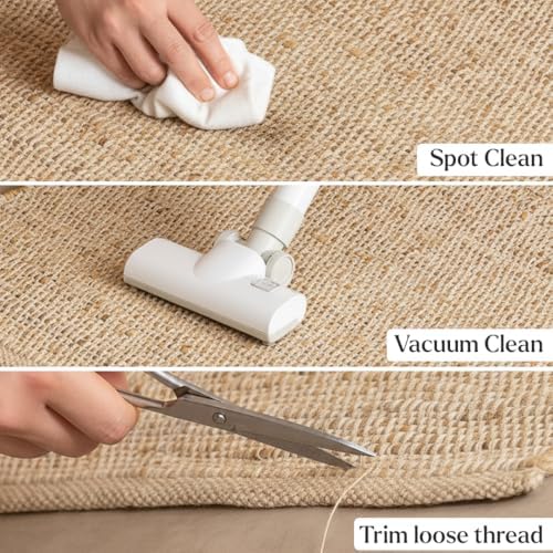 HOMEMONDE Rectangle Jute Cotton Area Rug | 5' x 8' | Natural