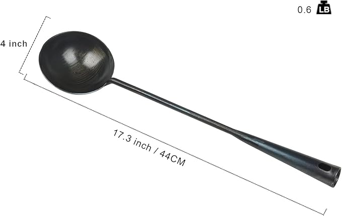 ZhenSanHuan Chinese Traditional HandMade Iron Ladle Wok Tool Set, Long wok - Image 3