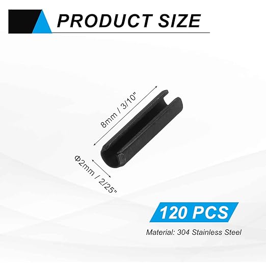 MECCANIXITY 120Pcs Slotted Split Roll Pins 2/25 Inch Dia. 3/10 Inch Length - Image 2