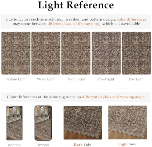 HUGEAR Brown 8x10 Area Rugs for Living Room Vintage Washable Rug
