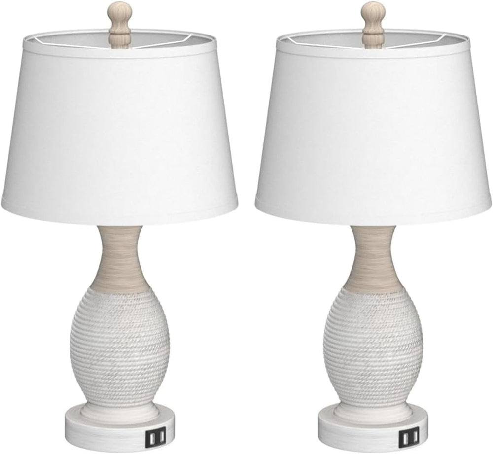 PARTPHONER Table Lamps Set of 2, Bedside Touch Lamp with USB C+A Charging Por...