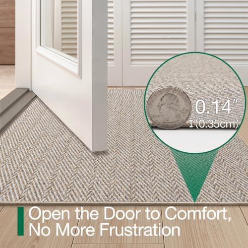LUMI Ultra Thin Indoor Door Mat 32"x48", Entrance Doormat, Beige