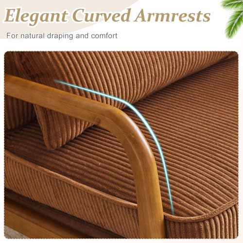 VINGLI Upgraded Premium Corduroy Accent Chair,Upholstered Arm Chair,Solid Woo...