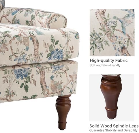 HULALA HOME Accent Chair Set of 2 with Solid Legs & Removable Cushion, Fa...