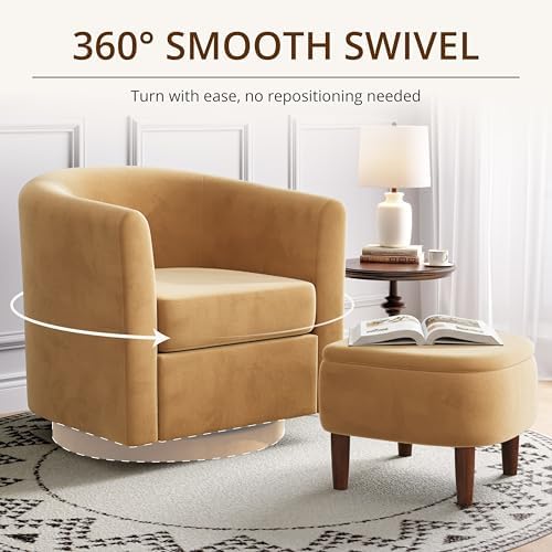 360° Swivel Accent Chair with Storage Ottoman Set of 2