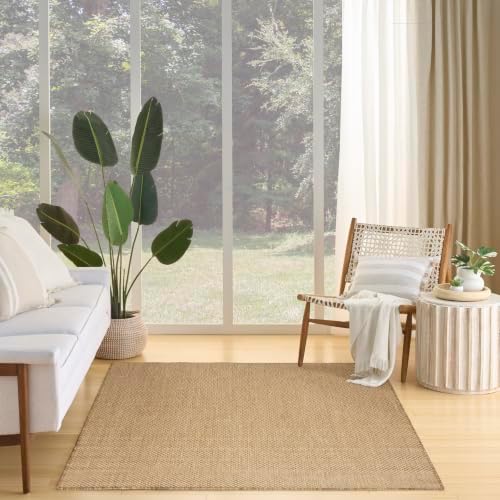 Nourison Home Courtyard Indoor Outdoor Area Rug, Jute, 5' x 7', Geome...