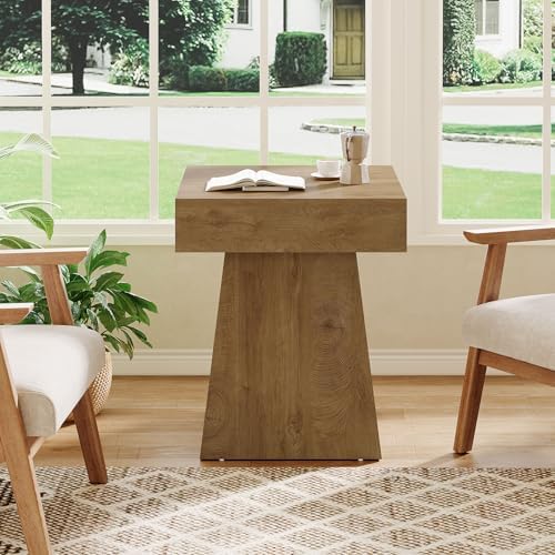 Tribesigns Small End Table Set of 2, Rustic Square Side Table with Wide Base,...