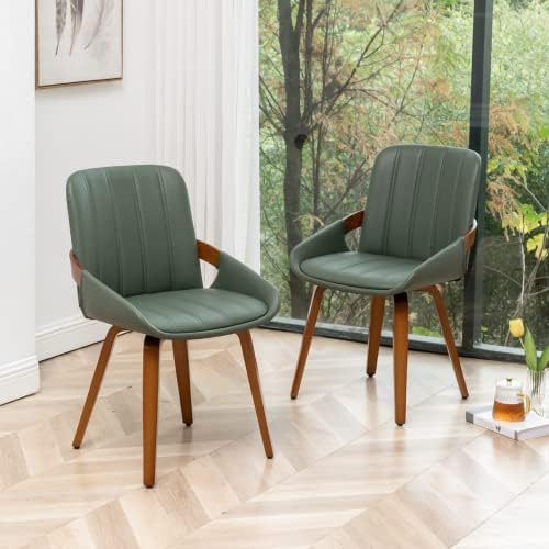 Mid Century Modern Faux Leather Upholstered Dining Room Chairs,Armless Accent...