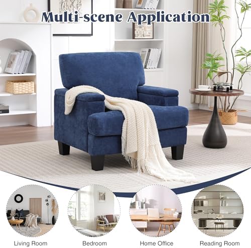 Accent Chair Set of 2 with Storage Armrest, Modern Upholstered Reading Living...
