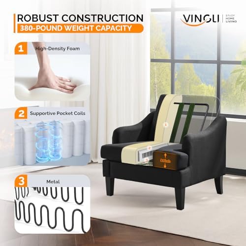 VINGLI Accent Chairs Set of 2, Modern Small Compact Upholstered Armchair
