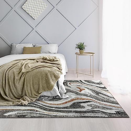 LUXE WEAVERS Marble Patterned Abstract Swirl Gray 5x7 Area Rug