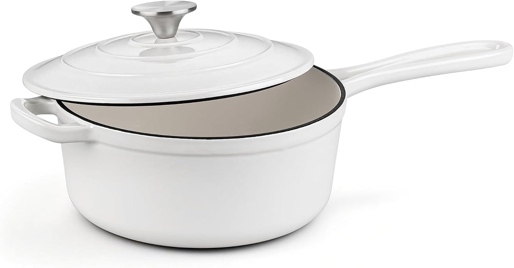 Homikit 3 Quart Saucepan with Lid, Enameled Cast Iron Saucepan