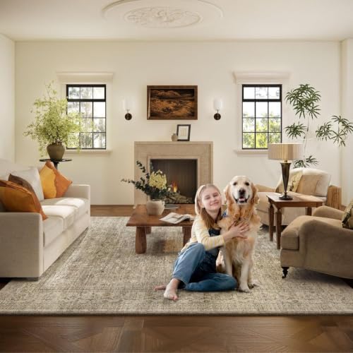 Washable Area Rugs for Living Room: 8x10 Bedroom Rug Non Slip Large Carpet