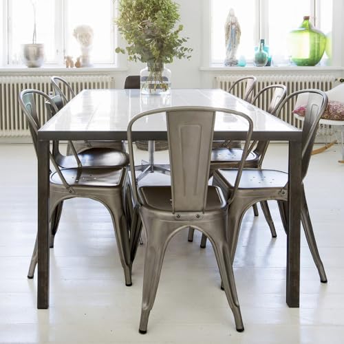 Yaheetech Metal Chairs Set of 4, Stackable Dining Chairs with Backs, Metal