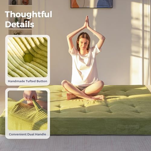 MAXYOYO Foldable Mattress, 8-Inch Tufted Futon Mattress with Handles
