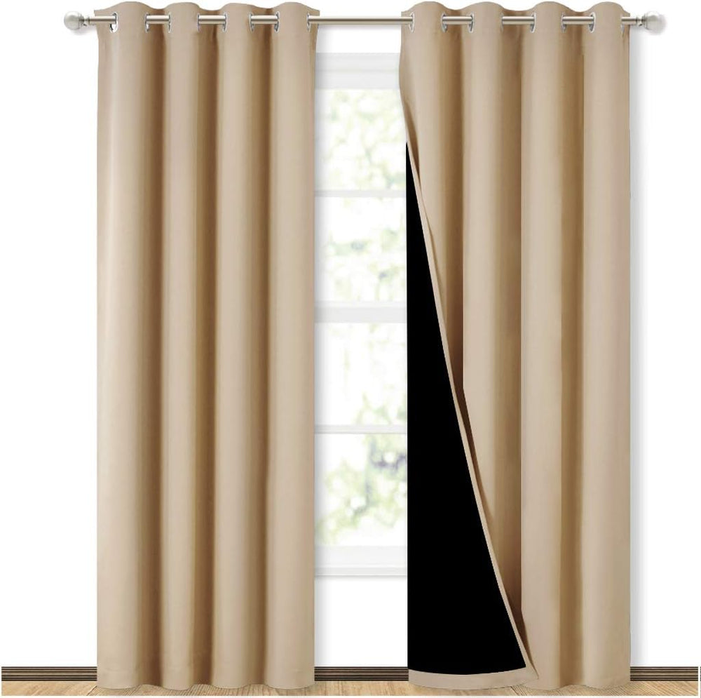 NICETOWN Biscotti Beige Blackout Curtains for Living Room 52" x 84"...