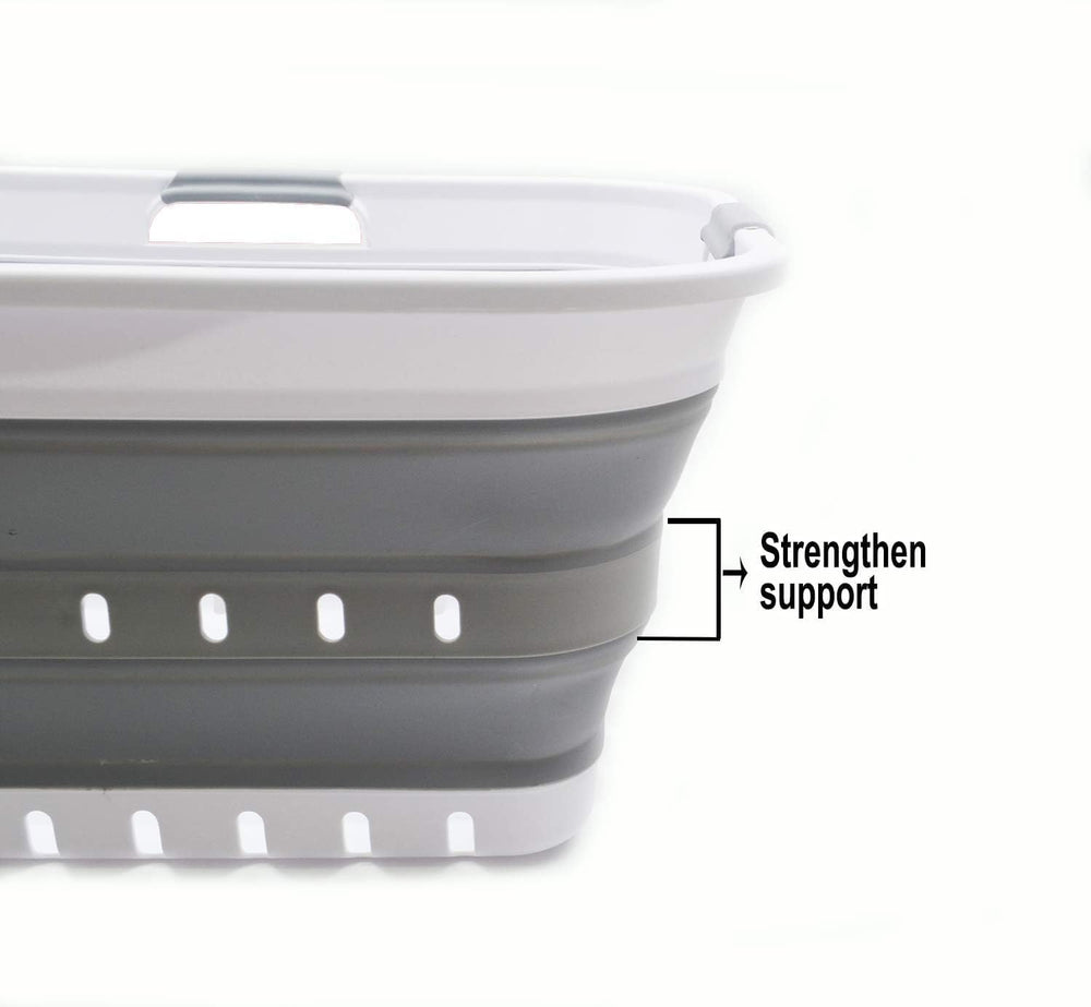 SAMMART 42L (11 gallon) Collapsible Plastic Laundry Basket - Foldable Pop Up ...