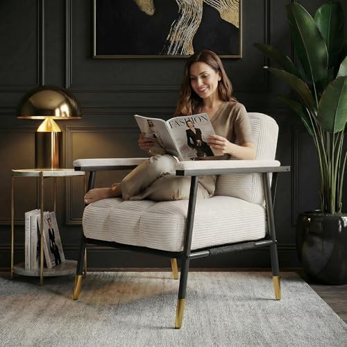 Homkdom Corduroy Accent Chair,Set of 2 Reading Chair for Living Room