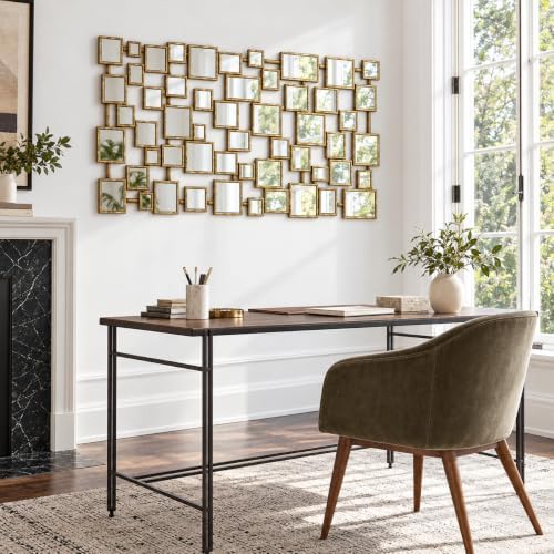 Large Modern Accent Wall Mirror for Living Room Gold 23.6"x47" Meta...