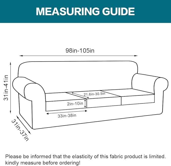 Turquoize 4 Piece Sofa Covers for 3 Cushion Couch Sofa Slipcover Soft Couch - Image 2