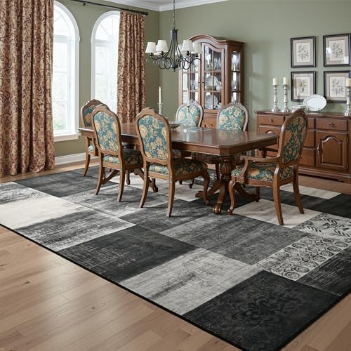 Tepook 8x10 Area Rugs for Living Room, Washable Large Geometric Bedroom Rug