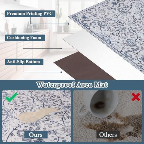 Area Floor Mat for Home, 3'x5' Waterproof PVC Soft Area Mat for Kitchen