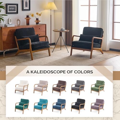 VINGLI Chenille Mid-Century Modern Accent Chair, Cute Reading Arm Chair with ...