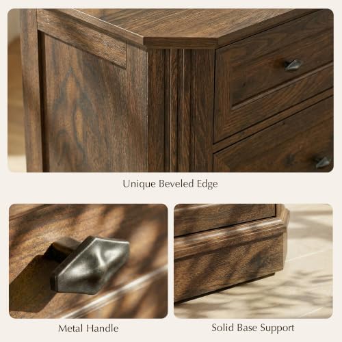 Farmhouse 9 Drawers Walnut Dresser for Bedroom, 63.07" Wide Chest of Dra...