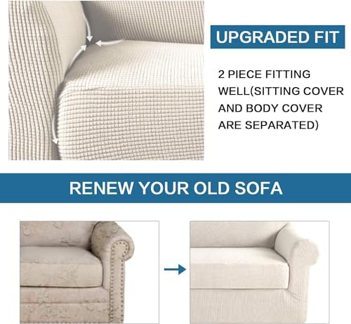 H.VERSAILTEX Stretch Armchair Cover 2 Piece Chair Covers for Living Room Furn...