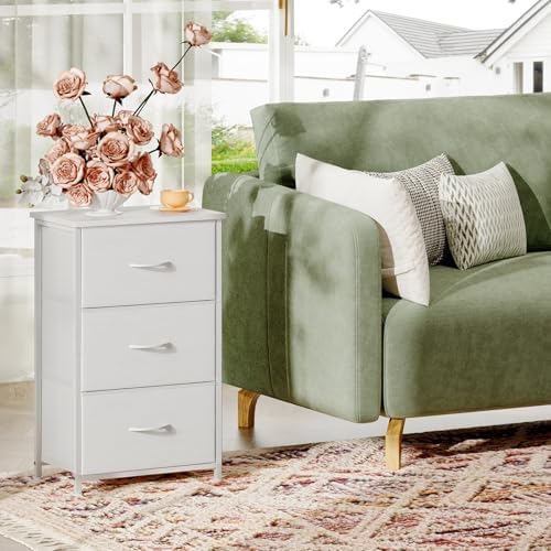 Somdot Small Dresser for Bedroom, 3 Drawer Storage Cabinet, White