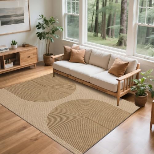 Easy Jute Rug for Pet Homes: 5x7 Outdoor Rug - Geometric Arch Pattern