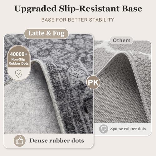 Grey 5x7 Area Rug for Living Room Bedroom Dorm Washable Rugs