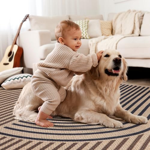 Tangsoo Easy Jute 3x5 Rug for Patio,Non-Slip Washable Indoor Outdoor Rug