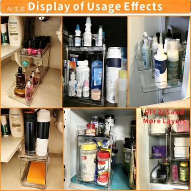 Yieach 2 Tier Pull Out Cabinet Organizer and Medicine Cabinet Storage - Image 5