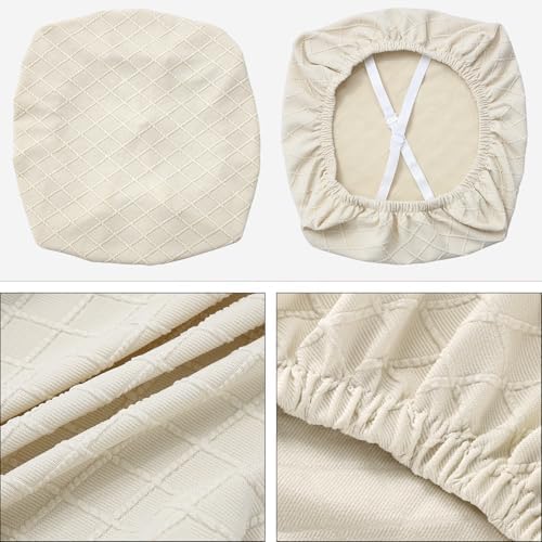 Fuloon Dining Chair Seat Covers Stretch Slipcovers, 6 Pack, Beige