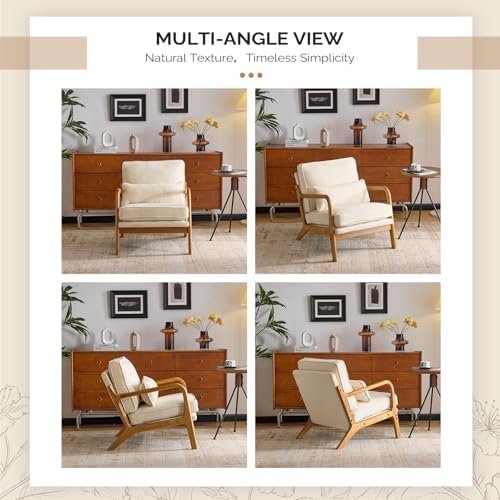 VINGLI Chenille Mid-Century Modern Accent Chair Set of 2, Cute Reading Arm Ch...