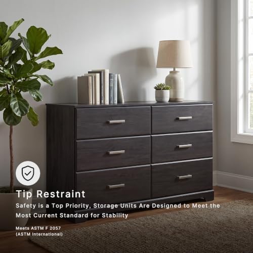 Signature Design by Ashley Belachime 6 Drawer Black Wood Bedroom Dresser