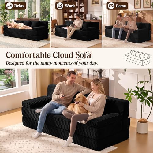 78.7IN Convertible Folding Sofa Bed, 3 Seater Sleeper Sofa Couch