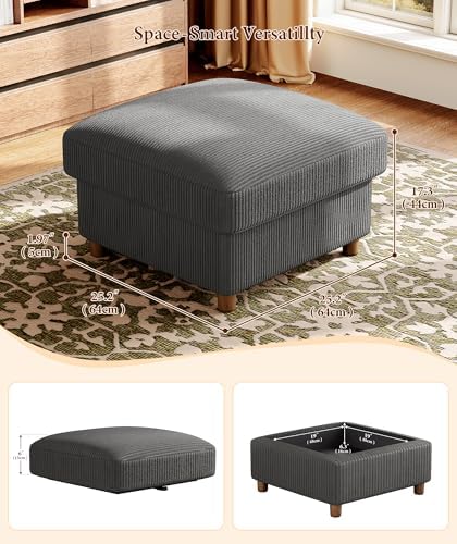 Kidirect 87" U Shaped Modular Sectional Sofa & Ottoman Grey Corduroy...